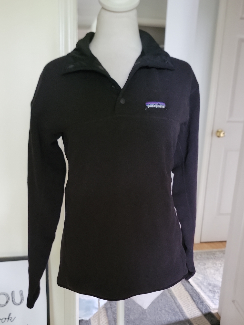 Patagonia Black Snap-T Pullover with Purple Logo